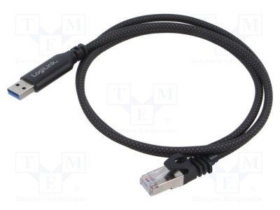 Cablu LOGILINK USB 3.0 USB A - RJ45 Cat 6 3m negru nichelat S/FTP foto