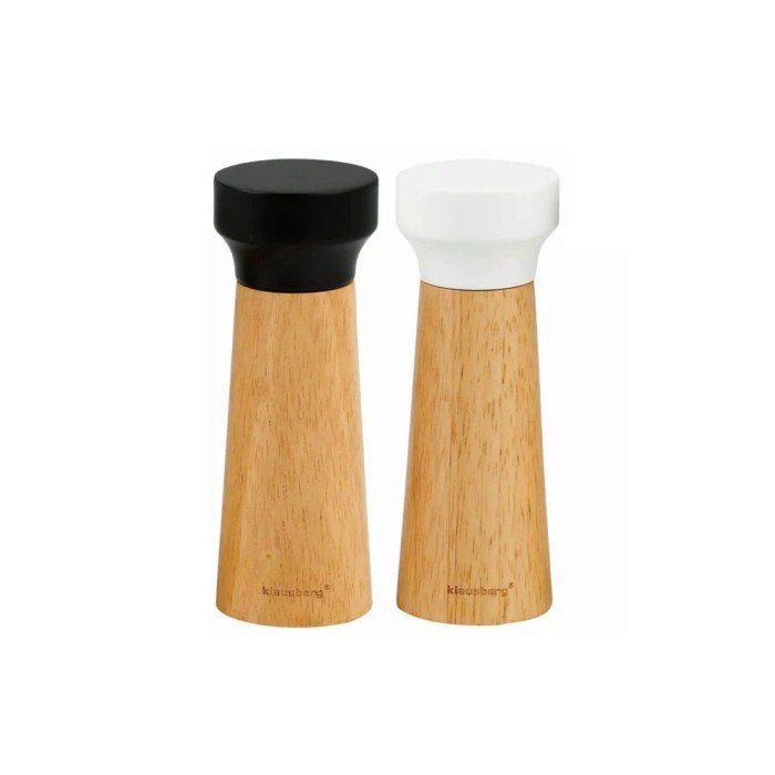 Set de 2 rasnite pentru sare, piper si alte condimente, din lemn masiv, reincarcabile, 15,5 cm, mecanism de reglabil, Klausberg