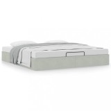 Cumpara ieftin Cadru Pat Otoman 160x200 cm Gri Deschis Catifea - Depozitare Sub Pat, Mecanism Ridicare Hidraulic, Fara Saltea