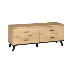Comoda TV mdf stejar lefkas negru Siran II 121x40x50 cm