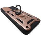 Husa spate TPU negru si plastic roz auriu, inel si protectie camera, pentru Samsung Galaxy XCover 7