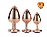 Set 3 Dopuri Brilliant Anal Plug, Rose Gold, Piatra Portocalie, Passion Labs