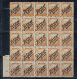 ROMANIA 1919 emisiunea Timisoara bloc rar 25 timbre seceratori 30 fil / 2 f MNH, Istorie, Nestampilat