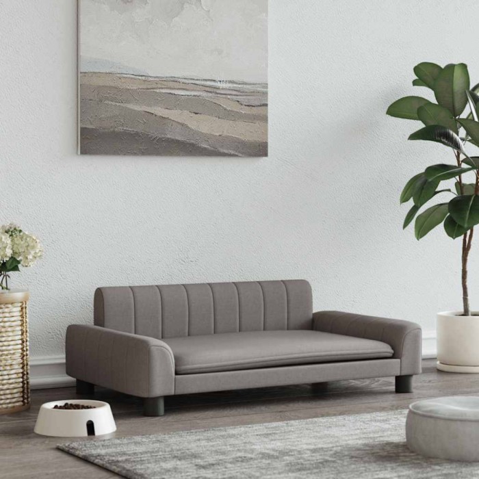 vidaXL Pat de c&acirc;ini, taupe, 90x53x30 cm, material textil