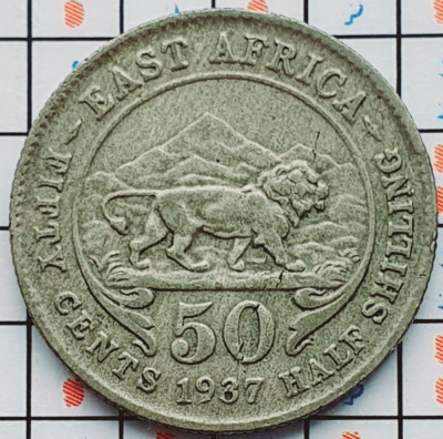 Africa de Est 50 Cents - George VI 1937 - km 27 - A032 foto