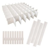 Set 4 separatoare pentru organizare sertare Salestore.ro&reg;, Ajustabile manual, Plastic, 47 x 7 cm, Bej