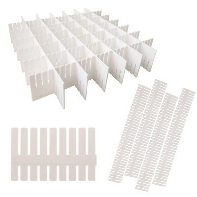 Set 4 separatoare pentru organizare sertare Salestore.ro&amp;reg;, Ajustabile manual, Plastic, 47 x 7 cm, Bej foto