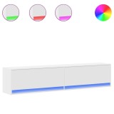 Cumpara ieftin Comoda TV de perete cu lumini LED, alb, 180x31x38 cm