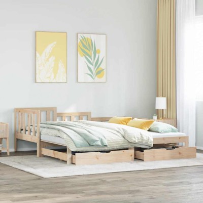 vidaXL Pat de zi cu extensie și sertare fără saltea, 90x190 cm 3302223 foto