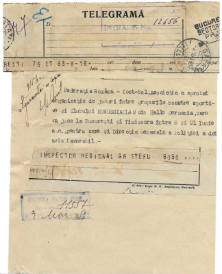 Document(1932) fotbal-Aprobare FRF meciuri fotbal Clubul Borussia in Romania foto