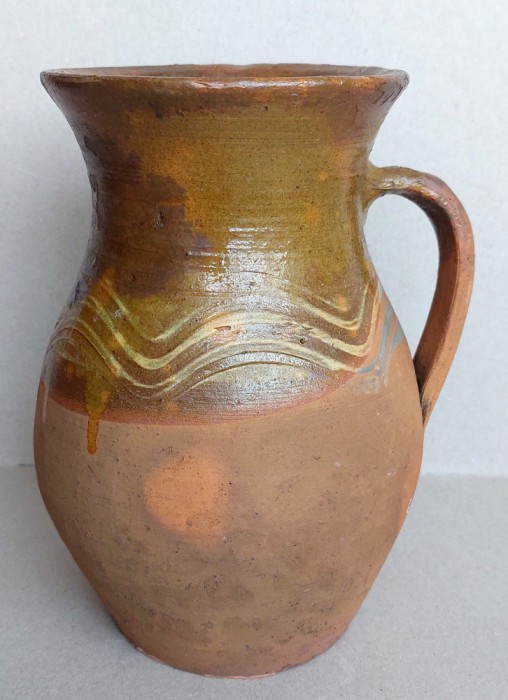 Ulcea de lut ars cu brau pictat, ulcea ceramica traditionala romaneasca ...
