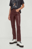 Levi&#039;s pantaloni 724 COATED STRAIGHT femei, culoarea bordo, mulata, high waist