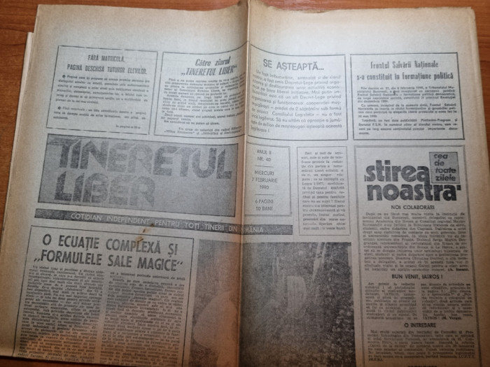 ziarul tineretul liber 7 februarie 1990-art.&quot;FSN-ul devine partid politic &quot;