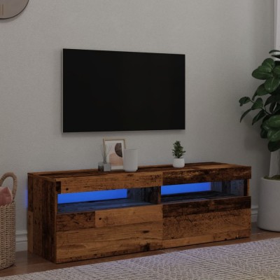 vidaXL Dulap TV cu lumini LED lemn vechi 120x35x40 cm lemn prelucrat foto
