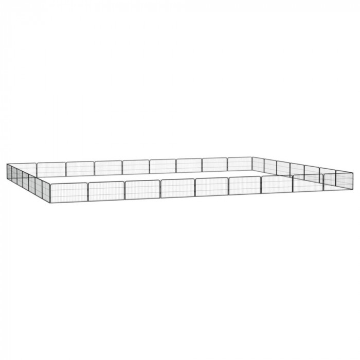 vidaXL Țarc c&acirc;ini 32 panouri negru 100x50 cm oțel vopsit electrostatic