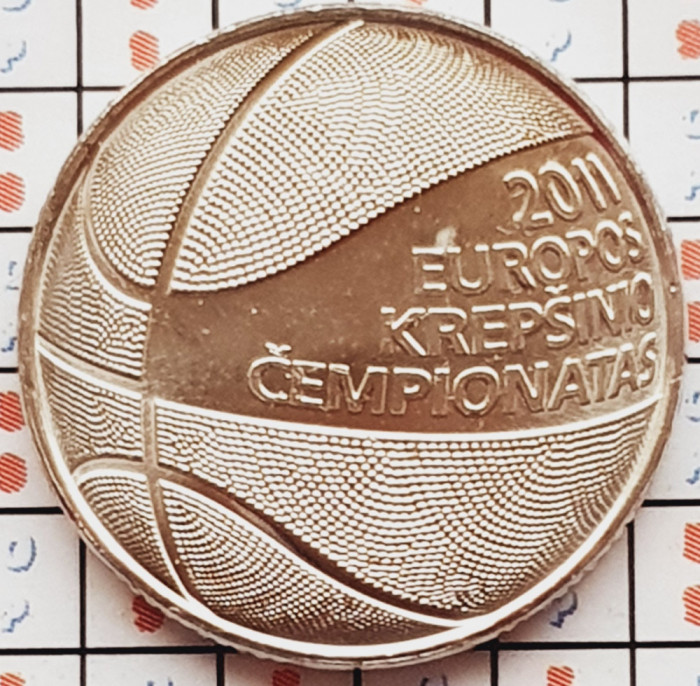 1098 Lituania 1 litas 2011 European Basketball Championship km 177 UNC