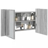 VidaXL Dulap de baie cu oglindă și LED, gri sonoma, 80x12x45 cm, acril 834952