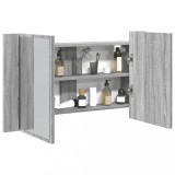 vidaXL Dulap de baie cu oglindă și LED, gri sonoma, 80x12x45 cm, acril