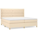 Cumpara ieftin Pat box spring cu saltea, crem, 200x200 cm, textil