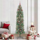 VidaXL Copac Artificial Slăb de Crăciun cu 300 LED Verde și alb 210 cm 3395313