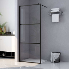 vidaXL Paravan de duș walk-in negru 115x195 cm sticlă ESG transparentă