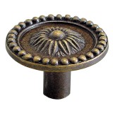 Buton pentru mobila, metalic, alamit antic, M 482.12.29, 26 x 20 mm