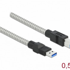 Cablu USB 3.2-A Gen 1 la USB-B T-T izolatie metalica 0.5m, Delock 86777