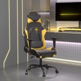 VidaXL Scaun de gaming cu suport picioare negru/auriu, piele ecologică