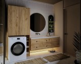 Cumpara ieftin Dulap Baie Stejar MP MS 2U Polite 85x35x199cm PAL Melaminat Corp Mobilier Baie Modern