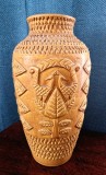 Vaza Ceramica mare motive etnice Pauni si Frunze design Bodo Mans BAY Germania anii &#039;70 964 - 50 cm model in relief fat Lava H 50 cm vtg