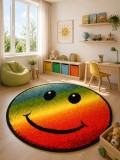 Cumpara ieftin Covor Rotund KOLIBRI 11089-150 Curcubeu Multicolor 67x67 cm Polipropilena Antialergic Gradinita