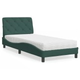 Cumpara ieftin Pat cu saltea, verde &icirc;nchis, 80x200 cm, catifea