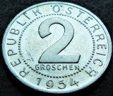 Moneda istorica 2 GROSCHEN - AUSTRIA, anul 1954 *cod 2305 A, Europa, Aluminiu