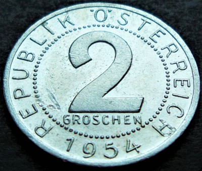 Moneda istorica 2 GROSCHEN - AUSTRIA, anul 1954 *cod 2305 A foto