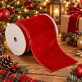 Panglica decorativa din catifea pentru bradul de Craciun,rola de 5 m lungime si 12 cm latime,textura moale si catifelata,potrivita pentru decorarea