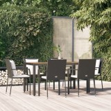 Set mobilier gradina vidaXL, 7 piese, poliratan negru, masa acacia 150x90cm, perne incluse, exterior