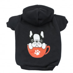 Haina tip hanorac Pufo Cute Dog pentru caini sau pisici, negru, XL