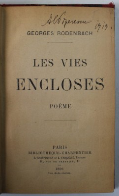 LES VIES ENCLOSES par GEORGES RODENBACH , POEME , 1896 foto