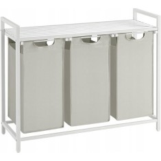 Dulap baie, Artool, placa raft MDF, cadru otel, 3 compartimente rufe, alb, 92.5x33x72 cm