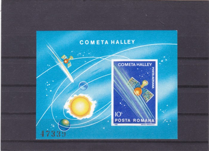 ROMANIA 1986 LP 1150 INTOARCEREA COMETEI HALLEY COLITA NEDANTELATA MNH