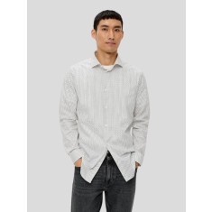 Camasa barbati cu maneca lunga, imprimeu cu puncte si croiala Slim fit, Alb, XL