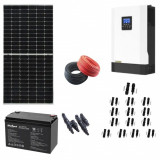 KIT sistem fotovoltaic off-grid 5.5KW pro cu 14 Panouri monocristaline double glasses 375W, tier 1, clasa A, cu 8 Acumulatori 12V 100 Ah Rebel Inverto