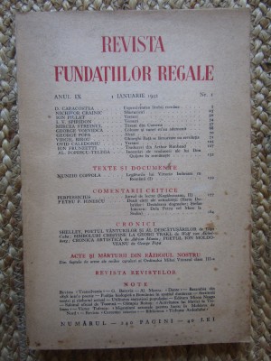 Revista Fundatiilor Regale - Anul IX 1 IANUARIE 1942 Nr. 1 foto