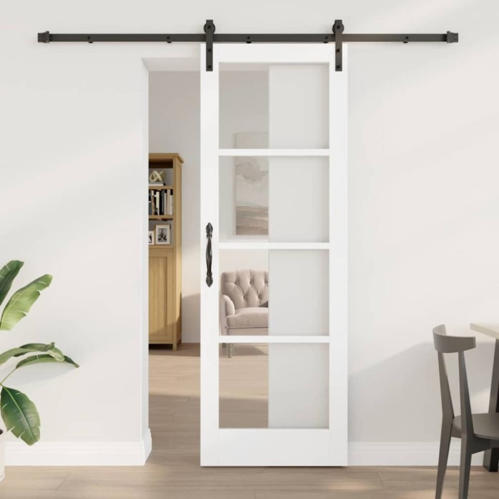 Ușă glisantă cu set hardware &#039;ORKDAL&#039;Alb 73.5x211 cm