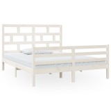 Cumpara ieftin Cadru de pat, alb, 160x200 cm, lemn masiv de pin