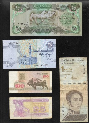 Set 5 bancnote de prin lume adunate (cele din imagini) #20 foto