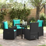 vidaXL Set de masă pentru grădină 5 pcs Negru Rattan poli