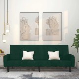 Canapea Extensibila 2 Locuri vidaXL Verde Inchis Catifea 220x84.5x69 cm