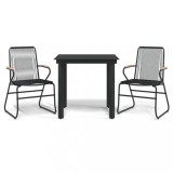 Cumpara ieftin Set cu masa pentru gradina, 3 piese, negru, ratan PVC