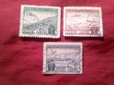 Serie mica Albania 1950 Aviatie , Peisaje , 3 valori stampilate